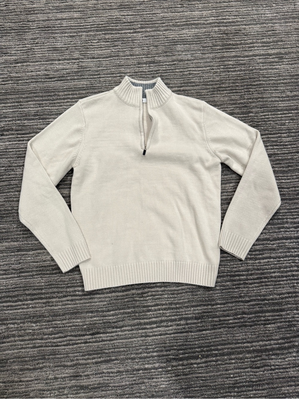 Men's Cream Quarter-Zip Knit Sweater
